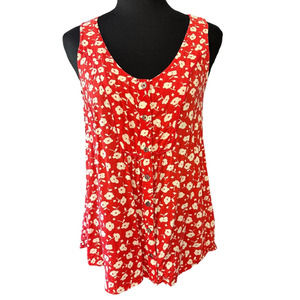 Mauve | Anthropologie Red and White Ditzy Floral Print Cotton Tank Top Size 2